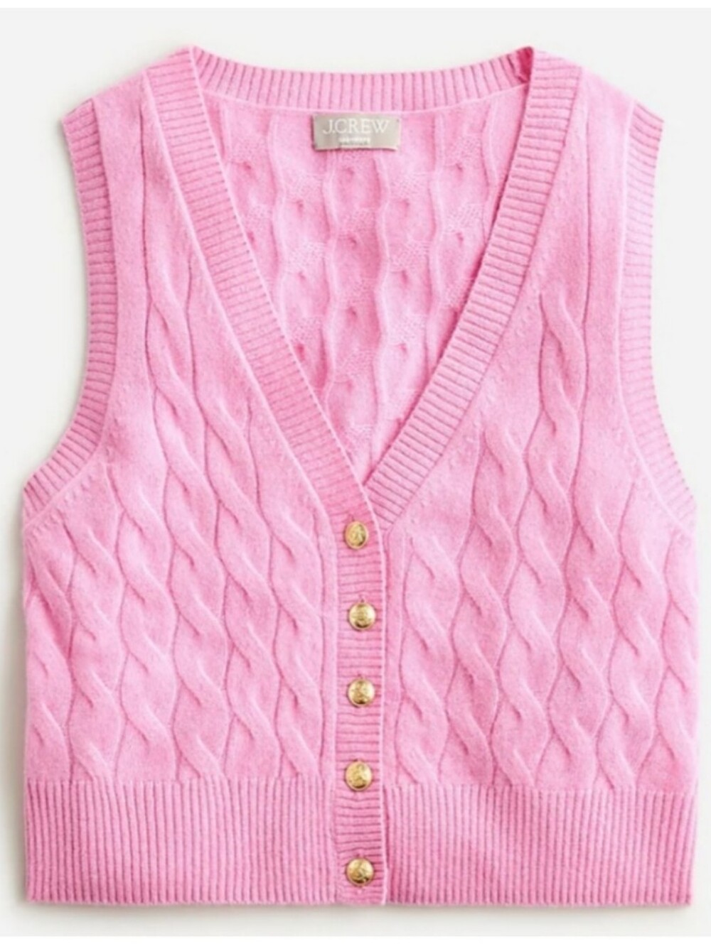 J.Crew Cashmere Cropped Cable-Knit Sweater-Vest